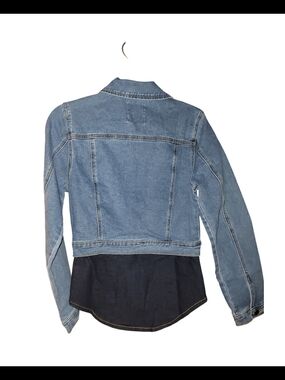 Fashion Nova Light Blue & Dark Blue Two-Tone Denim Jean Jacket